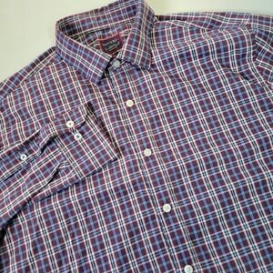 Untuckit Mens M Medium Long‎ Sleeve Nylon Blend Stretch Plaid Button Down Shirt